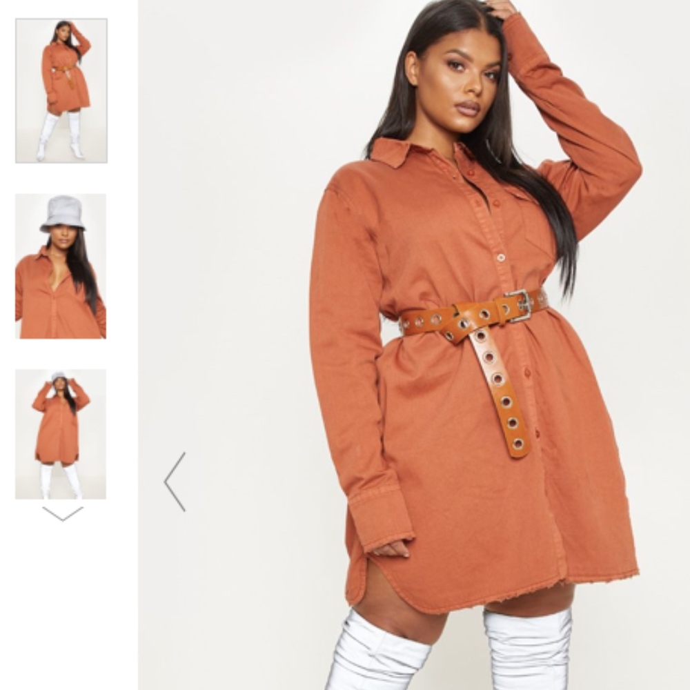 OVERSIZED DENIM DRESS - PRETTYLITTLETHING